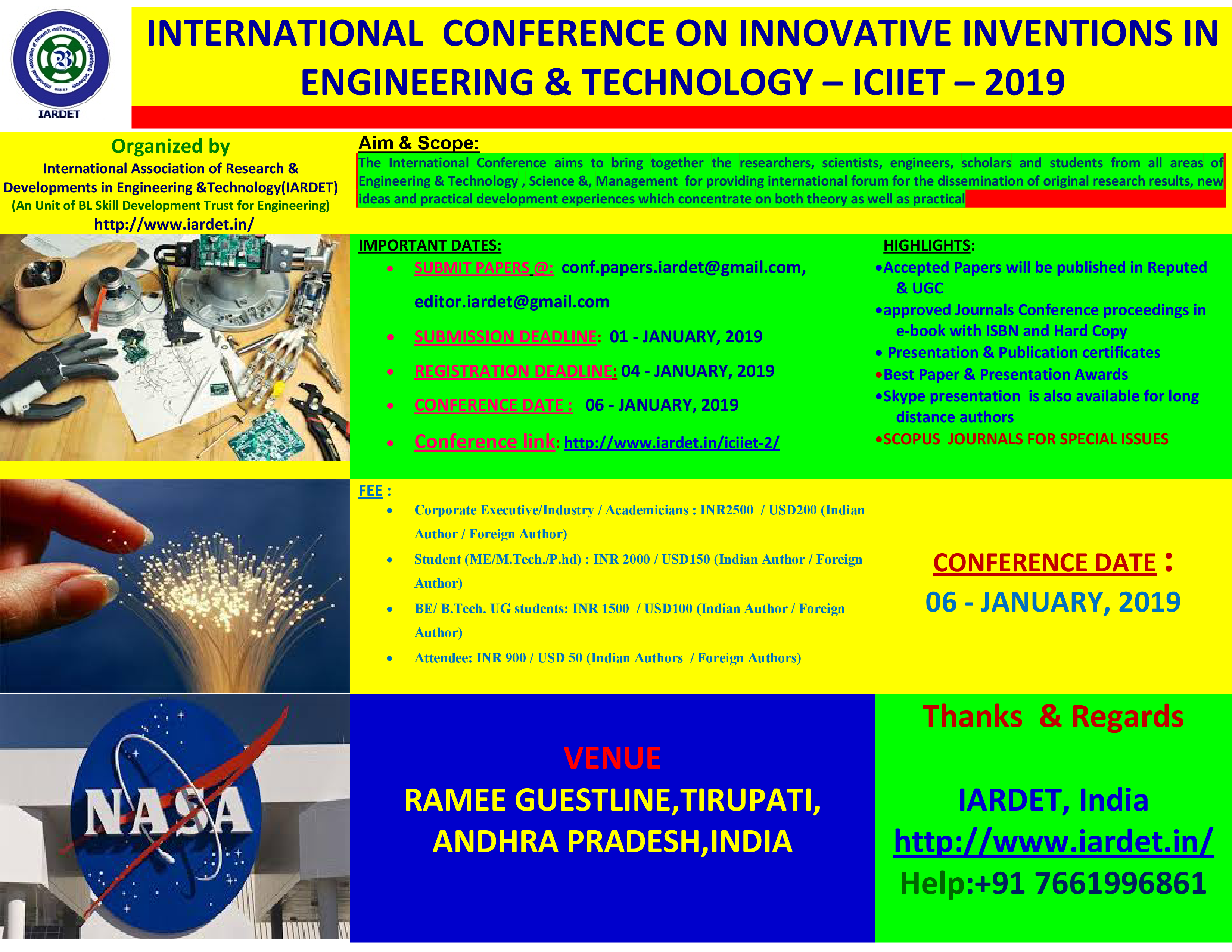 5th International Conference on Innovative Inventions in Engineering and Technology ICIIET 2019